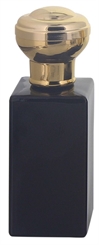 Flakon für Parfüm 100 ml, schwarz-gold Flakon Kosmetex kubischer Glas Pump Zerstäuber 