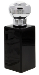 Flakon für Parfüm 100 ml, Glas Flacon schwarz, Kosmetex kubischer Pump-Zerstäuber 
