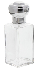 Flakon für Parfüm, 100 ml Flacon, silber. Kosmetex kubischer Pumpzerstäuber 100 ml silber