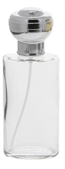 Ovaler Glas-Zerstäuber, 100 ml m. großer Silber Kugel-Kappe Kosmetex Parfüm-Flakon 