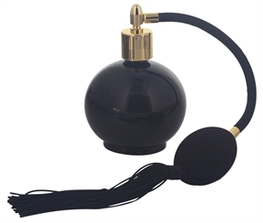 Zerstäuber für Parfüm, Flakon, Kosmetex mit Ball und Quaste, schwarz, leer, 100ml 