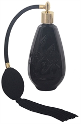 Zerstäuber für Parfüm, Flakon, m. Ball und Quaste Kosmetex, schwarz, leer, 100ml 