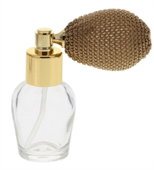 Bauchiger mini Glas-Flacon, Tisch-Zerstäuber für Parfüm, Kosmetex Pump-Zerstäuber gold, 10 ml 1 x gold