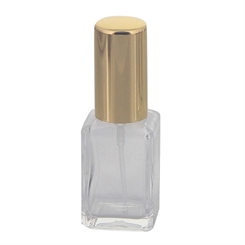 Kosmetex Mini Kubischer Parfümflakon Glas mit Zerstäuber, Flakon für Parfum Colognes, Tischzerstäuber, leer 10ml 1 x gold