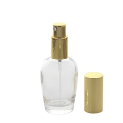 Kosmetex Parfümflakon Glas mit Zerstäuber, 30ml Flakon Flaschenform für Parfum, Colognes, leer 1 x gold