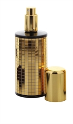 Runder Glas-Zerstäuber Gold Diva m. Pailletten Spiegeln, Großer Kappe, Kosmetex Parfüm-Flakon, 100 ml Parfümzerstäuber 