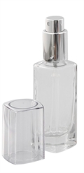 Eckiger 30 ml Glas-Zerstäuber Acryl Kappe Kosmetex Parfümzerstäuber silber Parfüm-Flakon 