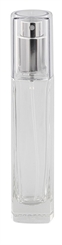 Eckiger 50 ml Glas-Zerstäuber Acryl Kappe Kosmetex Parfümzerstäuber silber Parfüm-Flakon 
