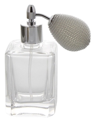 Zerstäuber für 50ml Parfüm, Kosmetex Flacon mit Ball. für Raumduft, Essenzen, selbsthergestellte Düfte,etc. 1 x silber