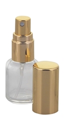 Kosmetex Mini Parfümflakon Glas mit Zerstäuber, Taschenzerstäuber für Parfum, Colognes, leer, 5ml 1 x gold