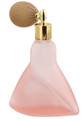 Rose Glas Flakon Flora Fleur, 115 ml Parfüm-Zerstäuber, leer mit Ballpumpe Farbe Gold, rosa, Kosmetex 