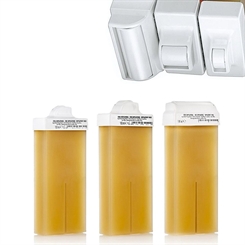 Kosmetex Warmwachs-patronen Honig f. Intim-Enthaarung 8, 15, 45mm Mini, Schmal und Breit Aufsatz-Rollen Roll-On 