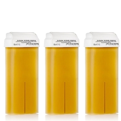 Kosmetex Honig Wachspatrone Roll-on Breit, Enthaarungswachs, Warmwachs, Körperpflege Haarentfernung, 100ml 3 Stück