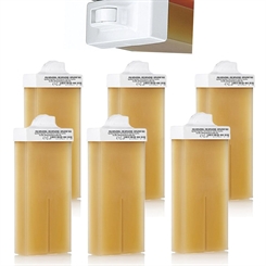Kosmetex Wachspatrone Honig 6er Set, Enthaarungswachs, Warmwachspatronen, Körperpflege, Haarentfernung, Mini 6 x Mini