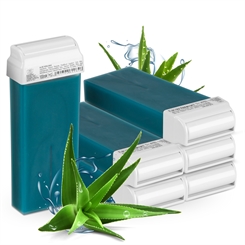 6x Kosmetex Warmwachspatrone Aloe Vera Roll-On Wachspatrone, Warmwachs, Haarentfernung, Breit, 100ml 6 Stück