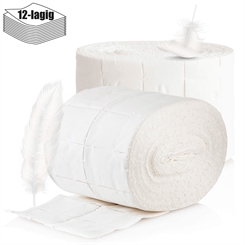2x Rollen Kosmetex Zellstofftupfer Zelletten, Pads, Tupfer aus hochgebleichtem Zellstoff 12-lagig, 5x4 cm, 1000 Stück 