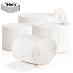 4x Rollen Kosmetex Zellstofftupfer Zelletten, Pads, Tupfer aus hochgebleichtem Zellstoff 12-lagig, 5x4 cm, 2000 Stück 4 Stück
