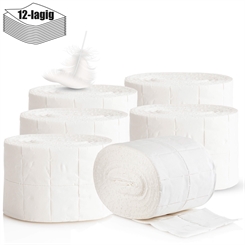 6x Rollen Kosmetex Zellstofftupfer Zelletten, Tupfer aus hochgebleichtem Zellstoff 12-lagig, 5x4 cm, 3000 Stück 6 Stück
