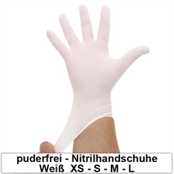 Nitrilhandschuhe Weiß, Einmalhandschuhe, weisse Einweghandschuhe,100 Stück 