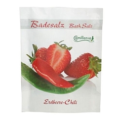 Badesalz Erdbeere, Chili, Camillen 60, Fussbad wärmender Badezusatz für kalte Füsse, mit Fruchtextrakt, 40 g