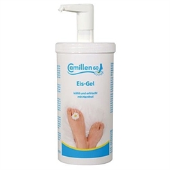 Eis Gel Camillen 60, kühlende Fußcreme mit Kamille, Menthol, für heisse Füsse 450ml mit Spender