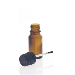 Braunglasflasche mit Pinsel. 10ml Runde Glasflasche mit Pinselmontur. 