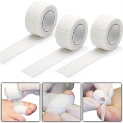 3x Zehenbinde Rinki, 2.5 cm - 4meter, Kosmetex Zehen Verband fixieren, elastisch selbstklebend fixierend zum Zeh verbinden 