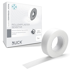 Ruck Rollenpflaster sensitiv, Pflaster zum Fixieren, hautfreundlich, 9 mtr. 1,25 cm breit