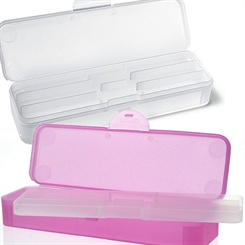 Aufbewahrungsbox, transparent, für Feilen und Schminkpinsel, herausnehmbarer Fachboden 