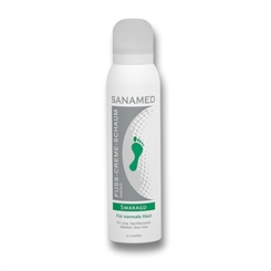 Sanamed Fuß Creme Schaum, Smaragd, Fußschaum bei trockener Haut, mit Urea, Nachtkerzenöl, Aloe Vera, 150ml 150 ml