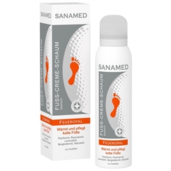 Sanamed Fuß-Creme-Schaum Feueropal Fußschaum wärmt u. pflegt kalte Füße, 150ml 