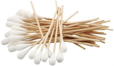 50x 15 cm Breiter Kopf - Watteträger, Kosmetex Wattestäbchen, Holzstab mit dickem Wattekopf 50x Breiter Kopf