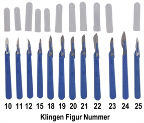10x Einwegskalpell Klinge Figur mit Schutz-kappe, Kosmetex Einmal Skalpelle, einzeln steril verpackt 