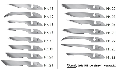 12x Bayha Sterile Skalpellklingen, Klingen einzeln steril verpackt 