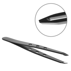 Pinzette, schwarz mattiert hochwertig, aus rostfreiem Edelstahl 