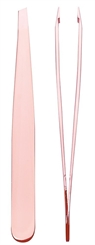 Stylische Pinzette in Kosmetex Rosegold 9.5cm hochglänzend, präzise ausgeschliffene *schräg* Greifkanten 
