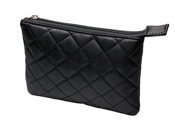 Schminktasche, Schwarz Satinoptik 18 x 12,5 cm Kosmetiktasche Kosmetex Kulturtasche 