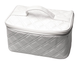 Schminkkoffer mit Henkel, weiß Glänzend, 23 x15 cm Schminktasche, Kosmetex Kosmetiktasche 