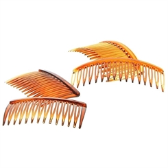 Einsteckkamm Kosmetex, klein, braun 2 Stck. klassisch mit Spaltzähnen 