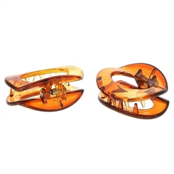 1 Paar Haarclipse, Haarklammern. Kleine Greifspangen. Ovale gezahnte Ausführung 