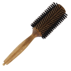 Haar-Bürste Ø 7.5 cm Kosmetex, 100% Wildschwein-Borsten und Griff der Rundbürste aus Holz 