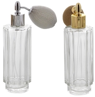 Glas-Flakon Mit Ballpumpe – 60 Ml Parfümzerstäuber, Klar, Gerillt, Silber | Kosmetex Sprühflasche | Für Duftöle & Parfum